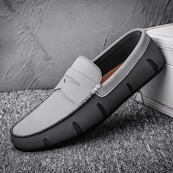 

men manual moccasins comfortable and breathable loafers non-slip driving shoes casual daily wear walking shoes, Black