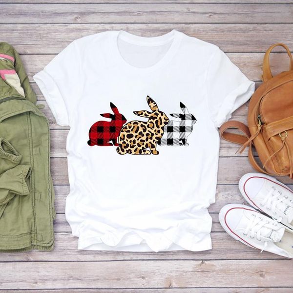 

women t shirts leopard rabbit animal cute fashion printing 90s womens graphic t ladies print lady shirt female tee shirt, White