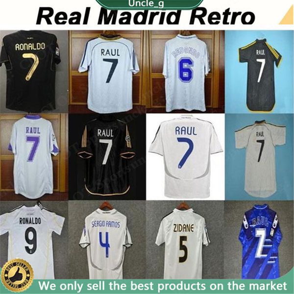 

#7 raul #9 ronaldo #23 beckham retro 06 07 real madrid soccer jersey vintage 2006 2007 football shirt cannavaro marcelo higuain, Black;yellow
