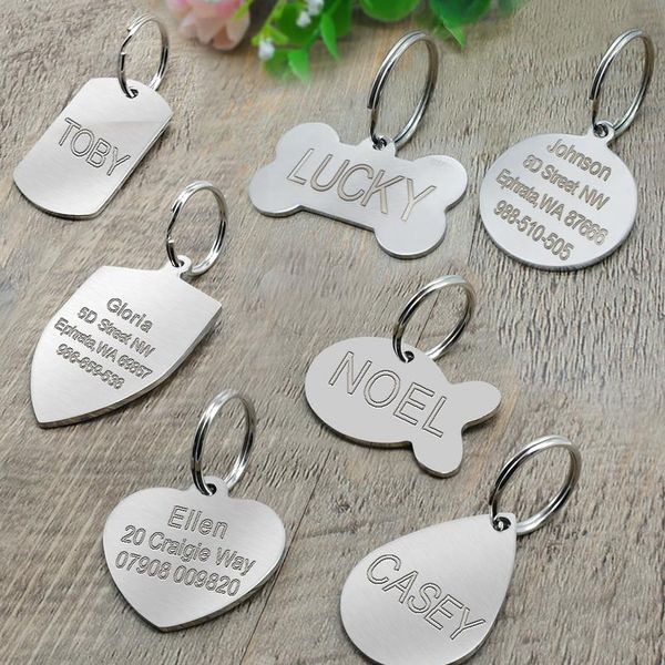 

custom pet id tags stainless steel personalized dog cat tag engraved dogs pets collar accessories bone round name p bbysbb