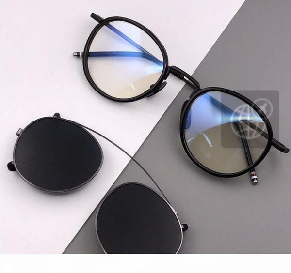 

new thom clip on sunglasses frames with polarized lens tb-710 plank frame glasses frames tb710 men and women myopia eyeglasses, White;black