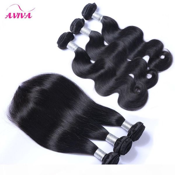 

brazilian virgin human hair weaves bundles unprocessed peruvian indian malaysian cambodian body wave straight remy hair extensions 3 4 5 pcs, Black