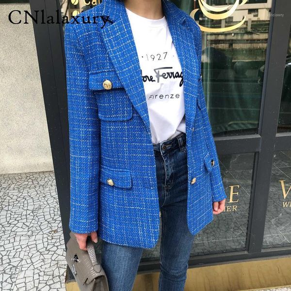 

autumn plaid tweed office blazers women vintage single breasted long sleeve women's jacket blazer feminino coat female outerwear1, White;black