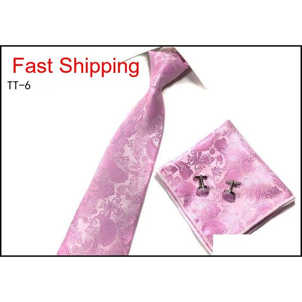 

paisley jacquard silk necktie hanky cufflinks handkerchief gift setmen 100% silk neck ties for man formal wed qylsha queen66, Black;gray