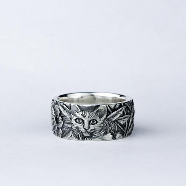 

cluster rings fashion boho gothic cat animal for men women steampunk party round hip hop flower punk jewelry gift d5m795, Golden;silver