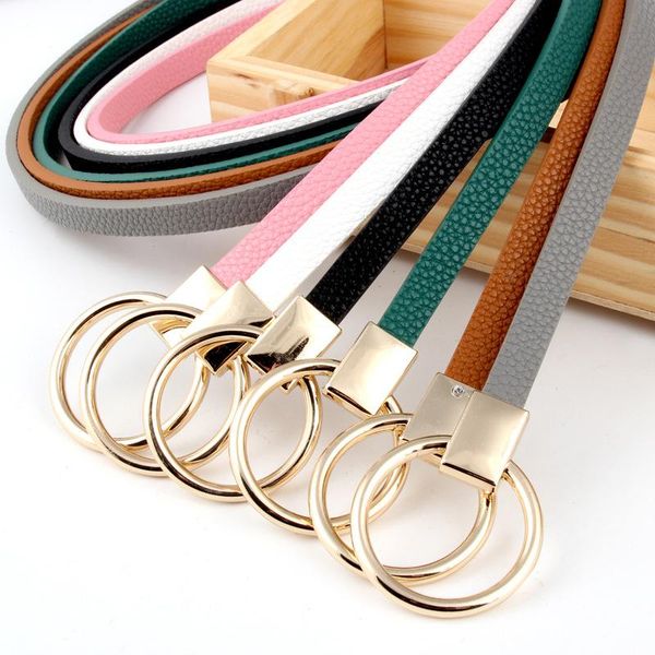 

the new fine decoration dress belt knot small belt round buckle, Black;brown