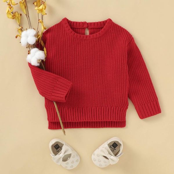 

2021 0-24m children baby clothes autumn winter baby girls boys sweater outfits solid knitted long sleeve pullovers warm, Blue