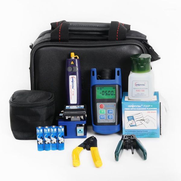 

9 in 1 orientek tfh-9sc fiber optic splicing tool clean kit fiber optic power meter cleaver visual fault locator vfl fedex1