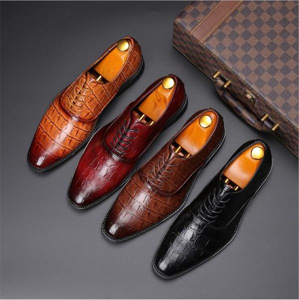

luxury genuine leather slip-on oxford shoes men's busines office work formal dress shoes pointed toe man wedding shoe w348, Black