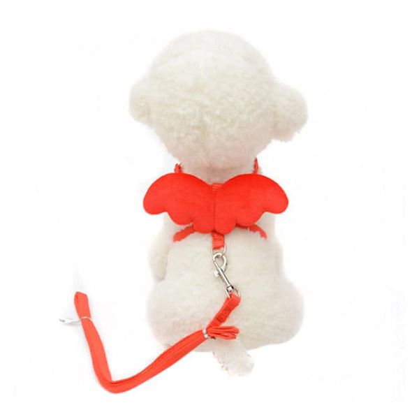 

cute small pet dog cat chest harness collar safety belt set adjustable outdoor walking leash with rope angel wing costume 15 h jllouq