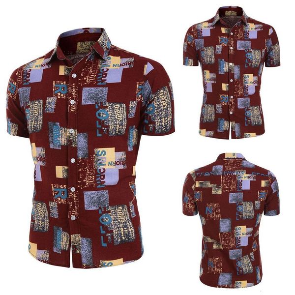 

мужская повседневная мода hawaii beache blouze с коротким рукавом белье рубашка ретро печать мужская одежда красочная сплайзая картина 83, White;black