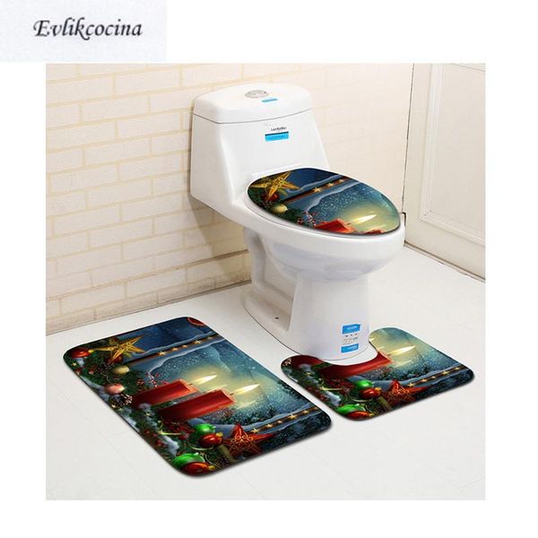 

bath mats 3 pcs christmas candles anti slip bathroom mat set tapete banheiro washable toilet rugs alfombra bano