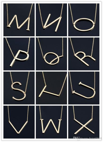 

a name personalized -z letter fashion sideways initial gold silver plated stainless steel necklace pendant for women bes