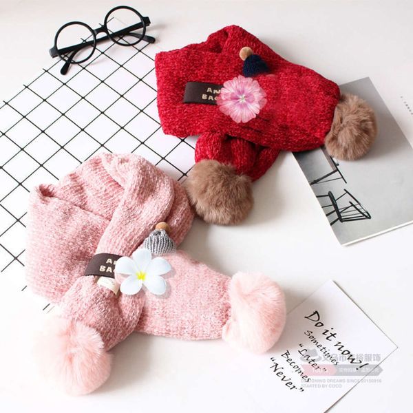 

children's autumn and winter new pig teddy chenille baby cross scarf, Red;brown