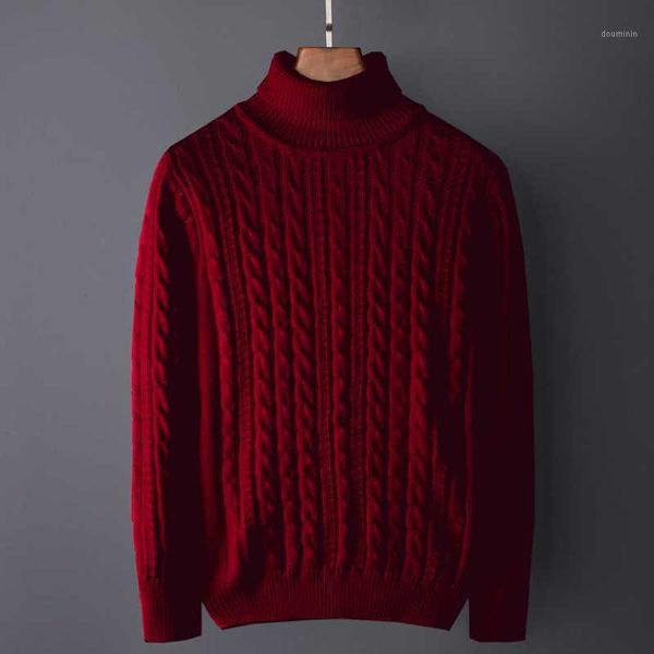 

autumn and winter men's twist long-sleeved high-necked thick warm sweater youth pullover loose casual sweater1, White;black