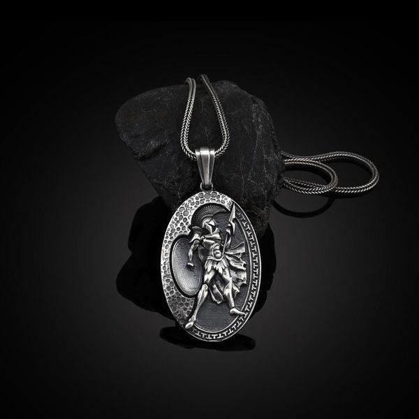 

spartan gladiator warrior tag necklace wind sweater chain men's accessories, Silver