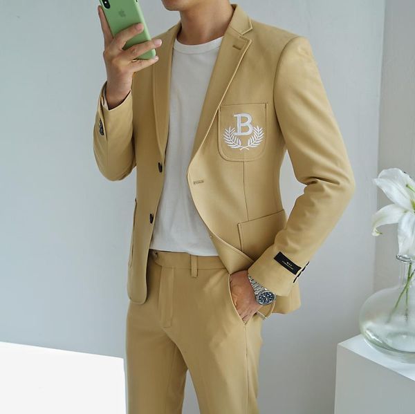 

2020 two custom embroidery men's suits suit t15i, White;black