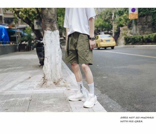 

men's shorts solid style pocket male overalls fashion sports summer soft cool loose outdoor streetwear, White;black