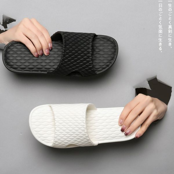 

indoor women home slippers eva solid diamond lattice non slip soft sole bathroom shower slides simple house shoes, Black