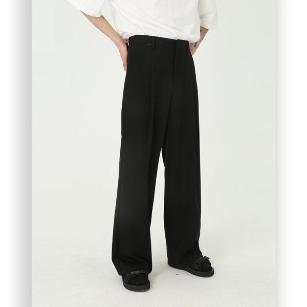 

new male japan korea style trousers men vintage fashion streetwear loose casual straight suit pant1, Black