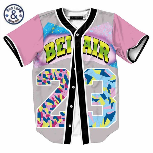 

mens single breasted 3d shirt streetwear hip hop summer t shirt bel air 23 fresh prince chill flower overshirt baseball jersey, White;black