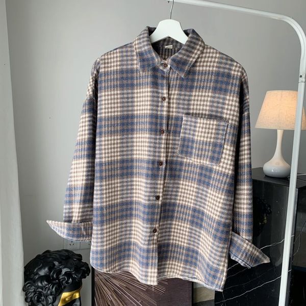 

2021 new privathinker japanese plaid men's shirts harajuku men casual long sleeve shirt streetwear couple man oversized blouse 6i2m, White;black