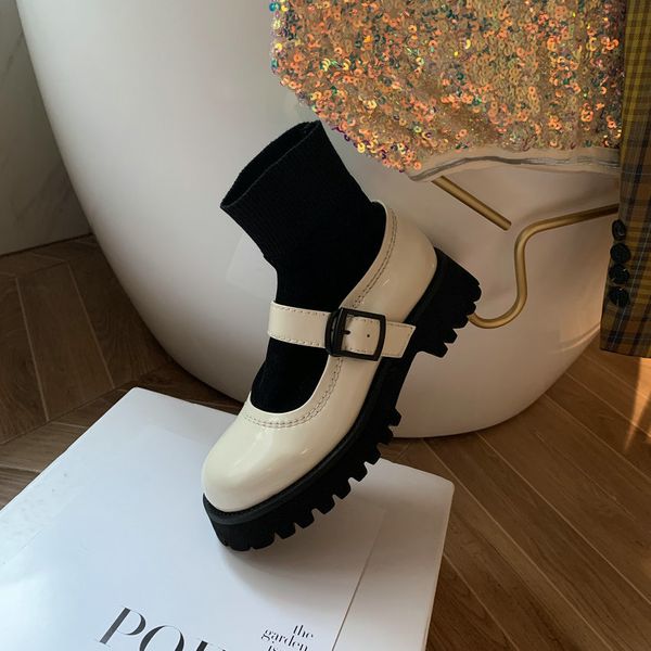 

2021 new cow leather stretch flock ankle autumn winter buckle slip on women shoes casual round toe short boots size34-39 ea78, Black