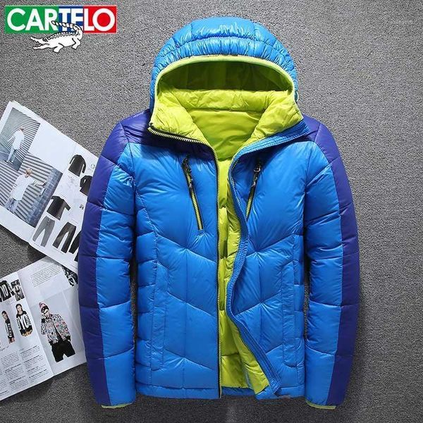 

cartelo 2017 brand new winter jacket men business warm white duck down jacket coat hooded windproof outwear parka1, Black