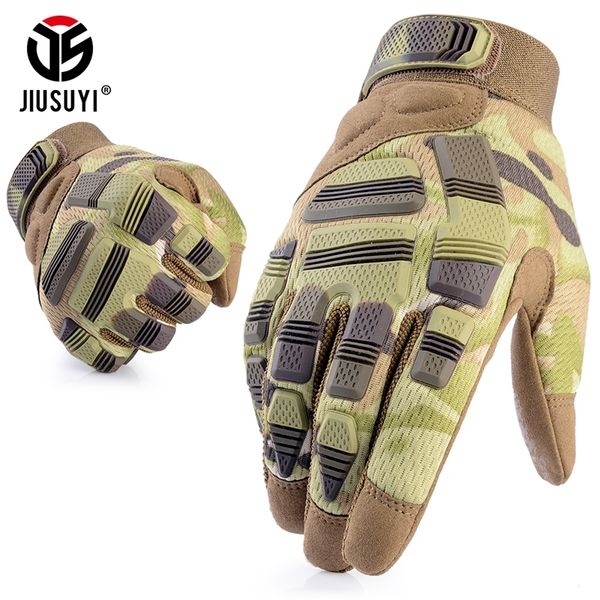 

tactical army military gloves paintball airsoft shooting combat anti-skid bicycle protective gear full finger glove men women 201020, Blue;gray