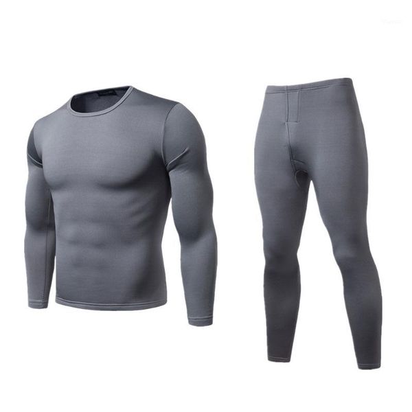 

men winter keep warm underwear pants sets solid color male slim skinny warm long sleeve undershirt long pants new1, Gray