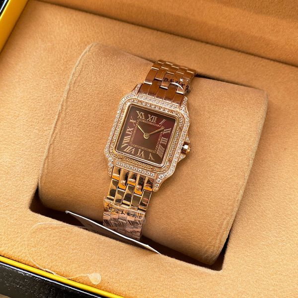 

2020 classic panthère de ladies watches full diamond santos quartz wristwatches cheetah tank rose gold womens watch d5010