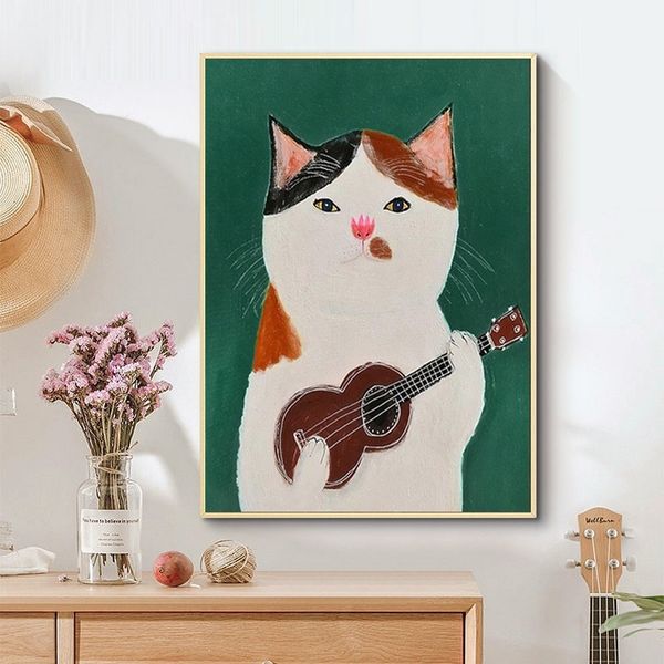 

modern cartoon cat posters and prints canvas oil painting wall art pictures for living room kid's bedroom nursery home decor