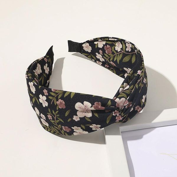 

fashion cross knot turban floral print hair hoop wide side hairband girls elastic hair band headband bezel hair accessories q bbyaxi