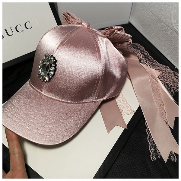 

01904-jiejia112 satin sheen lace bowknow lady baseball hat women leisure cap y200714, Blue;gray
