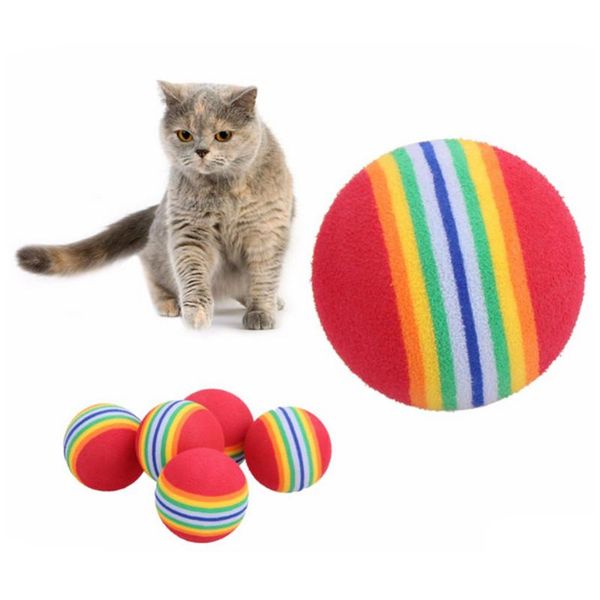 

cat toys 10pcs/lot colorful toy ball interactive play chewing rattle scratch natural foam training pet supplies