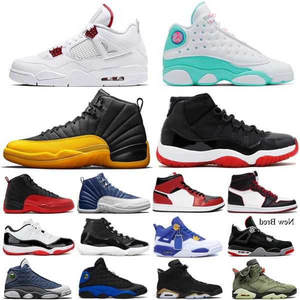 

bred men 11 11s basketball shoes 13s hyper royal aurora 4s red metallic 6s hare 1s mid chicago 12s university-gold mens trainers sneakers, White;red