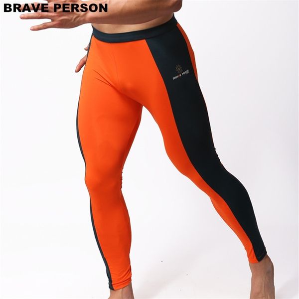

brave person men's fashion soft tights leggings pants nylon spandex underwear pants bodybuilding long johns men trousers b1601 201125, Black;white