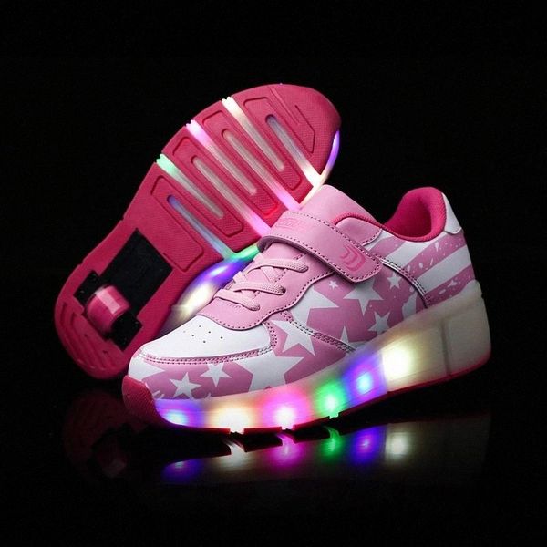 

blue pink orange fashion girls boys led light roller skate shoes for girls children kids sneakers with wheels one wheels #q07i