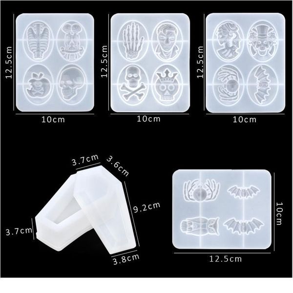 

coffin sile resin mold, halloween decoration casket resin casting molds box molds bat owl skull hands spider shape jllovz, Black;white