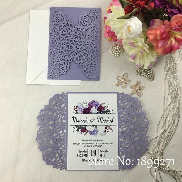 

100pcs flower design wedding cards invitation with pearl envelopes glitter ribbon small card rsvp card printing for party1