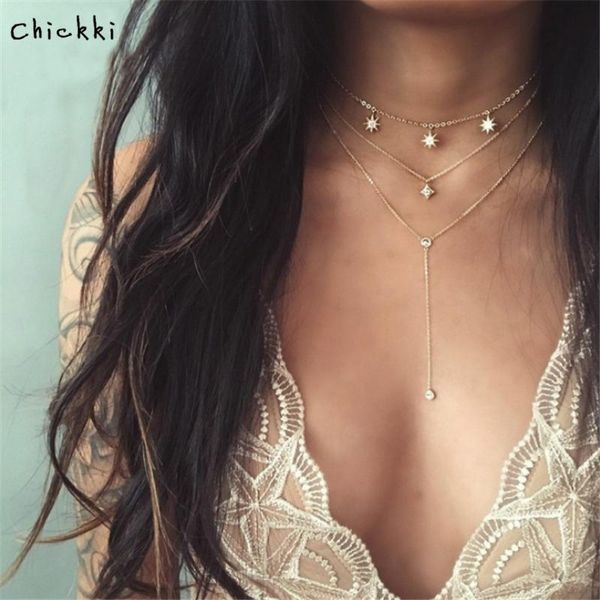 

pendant necklaces 2021 fashion multi-layer stars necklace ladies girls long jewelry gifts, Silver