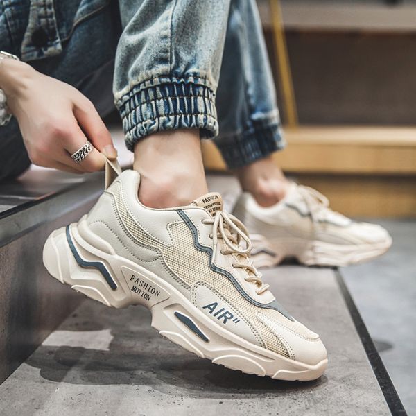 

autumn men's korean mesh sports casual board student heightening running father ins fashion shoes, Black