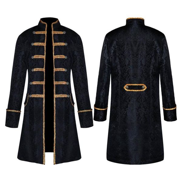 

men's jackets christmas men fashion jacket 2021 double-breasted design steampunk vintage royal style trench coats uniform hommes veste, Black;brown