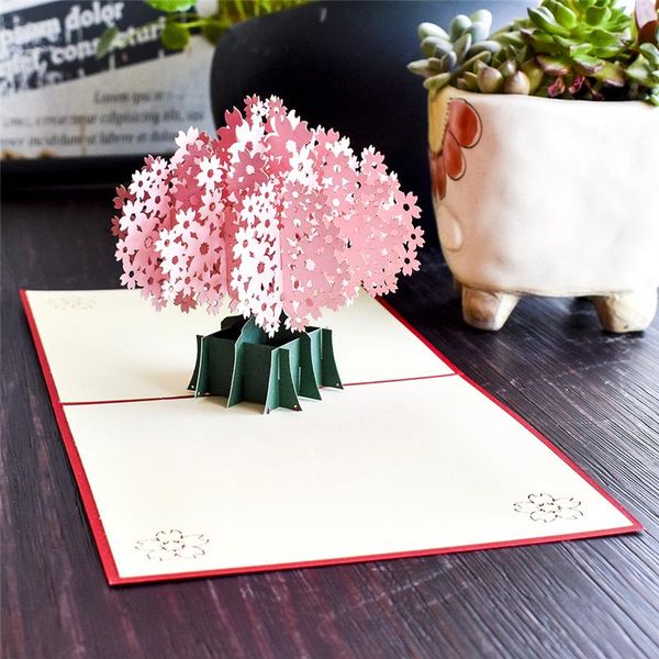 

flowering cherry tree 3d pop up cards birthday gift with envelope sticker jp sakura laser cut invitation greeting card postcards wmtsrv