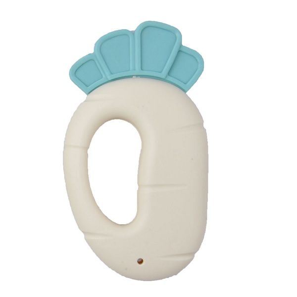 

wholesale economical white and blue color handled baby ring teether