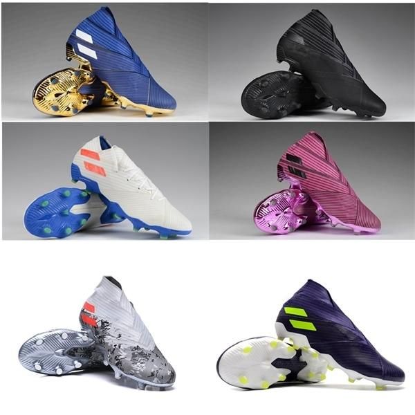 

us6.5-11 messi nemeziz 19.1 fg fashion mens soccer shoes cleats football shoe crampons de football boots x19+ scarpe da calcio chaussures