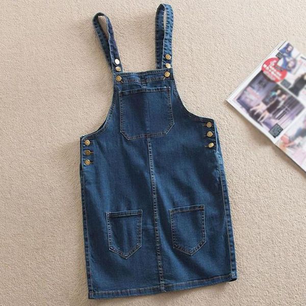 

new 2021 suspender skirt women overalls stretch buttons streetwear skirt two shoulder straps denim empire high waist jeans, Black