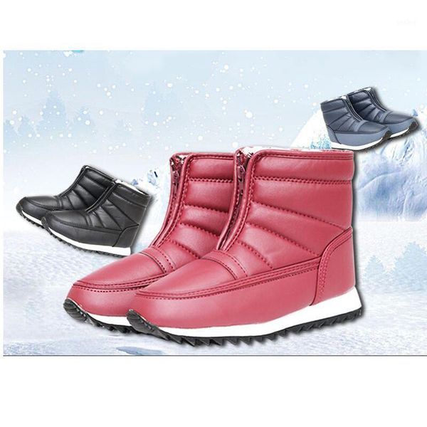 

2020 winter ladies ankle boots waterproof pu casual snow boots women's increase cotton women shoes1, Black
