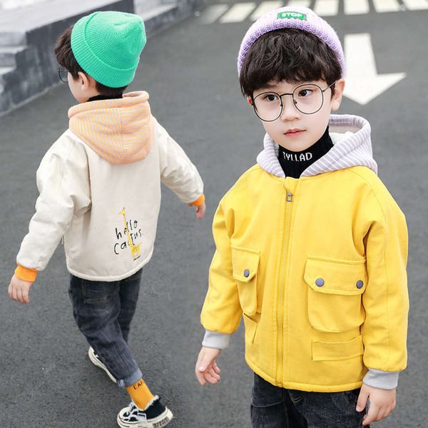 

autumn boys giraffe plush 2020 hooded new children's winter korean et 98zp, Black