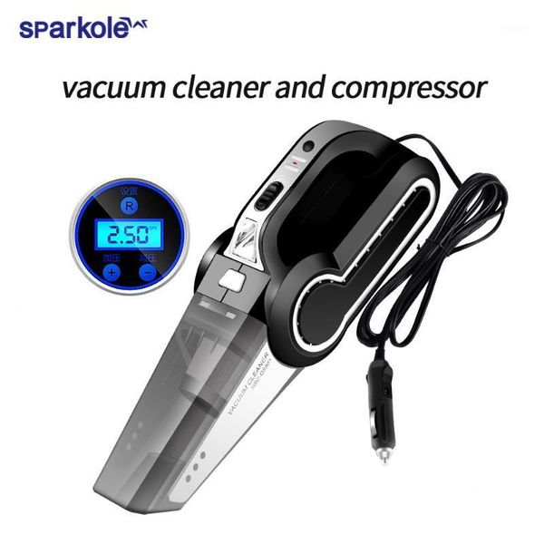 

sparkole 4-in-1 120w 3000 pa handheld vacuum cleaner for car with air compressor 12v tire inflator pump pressure gauge led light1